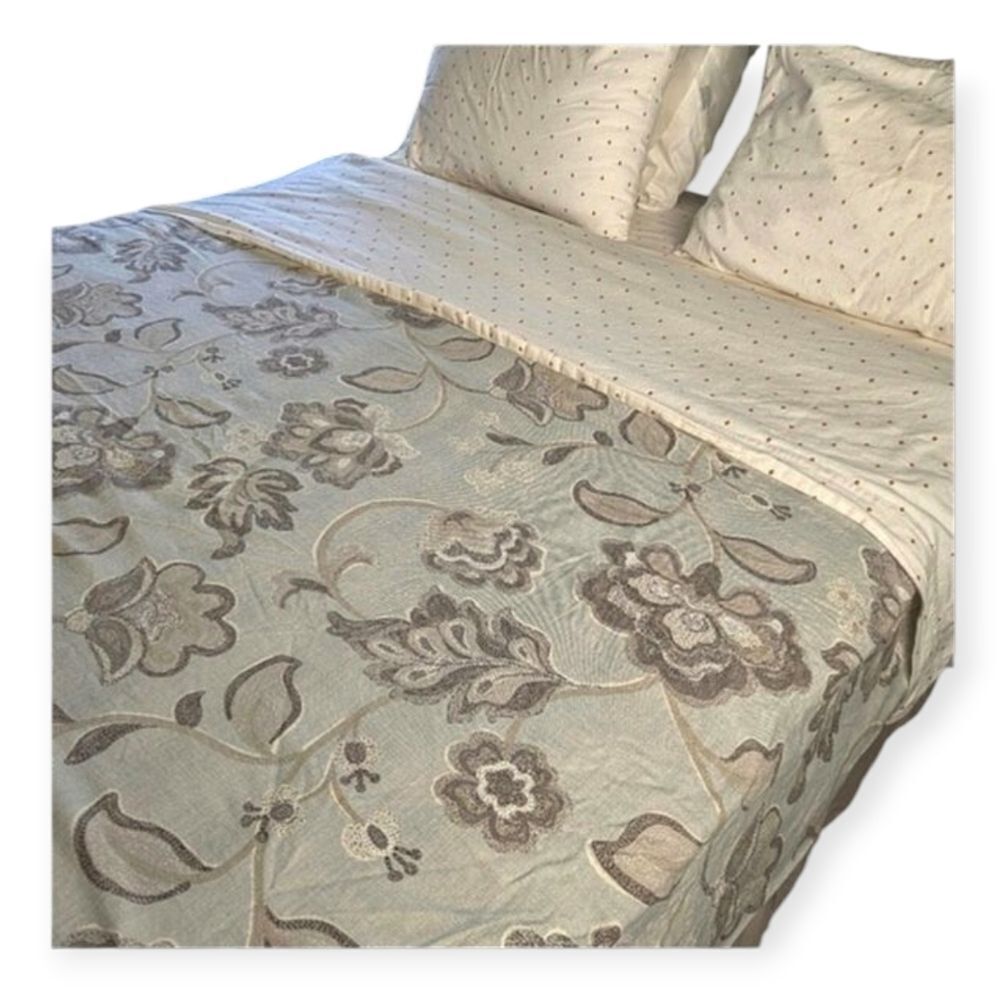 Harbor House Modern Floral Blue Brown 100% Cotton Duvet Cover F/Q